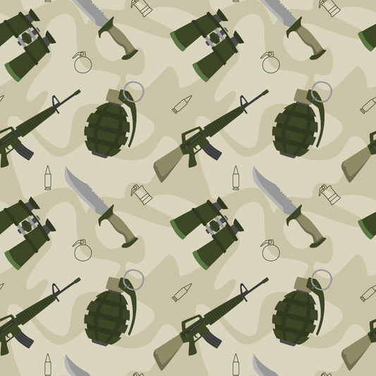 Soldier Gear Pattern 2 Quilting Cotton Fabric