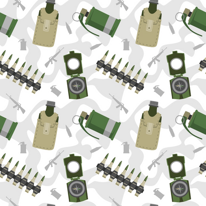 Soldier Gear Pattern 3 Minky Fabric