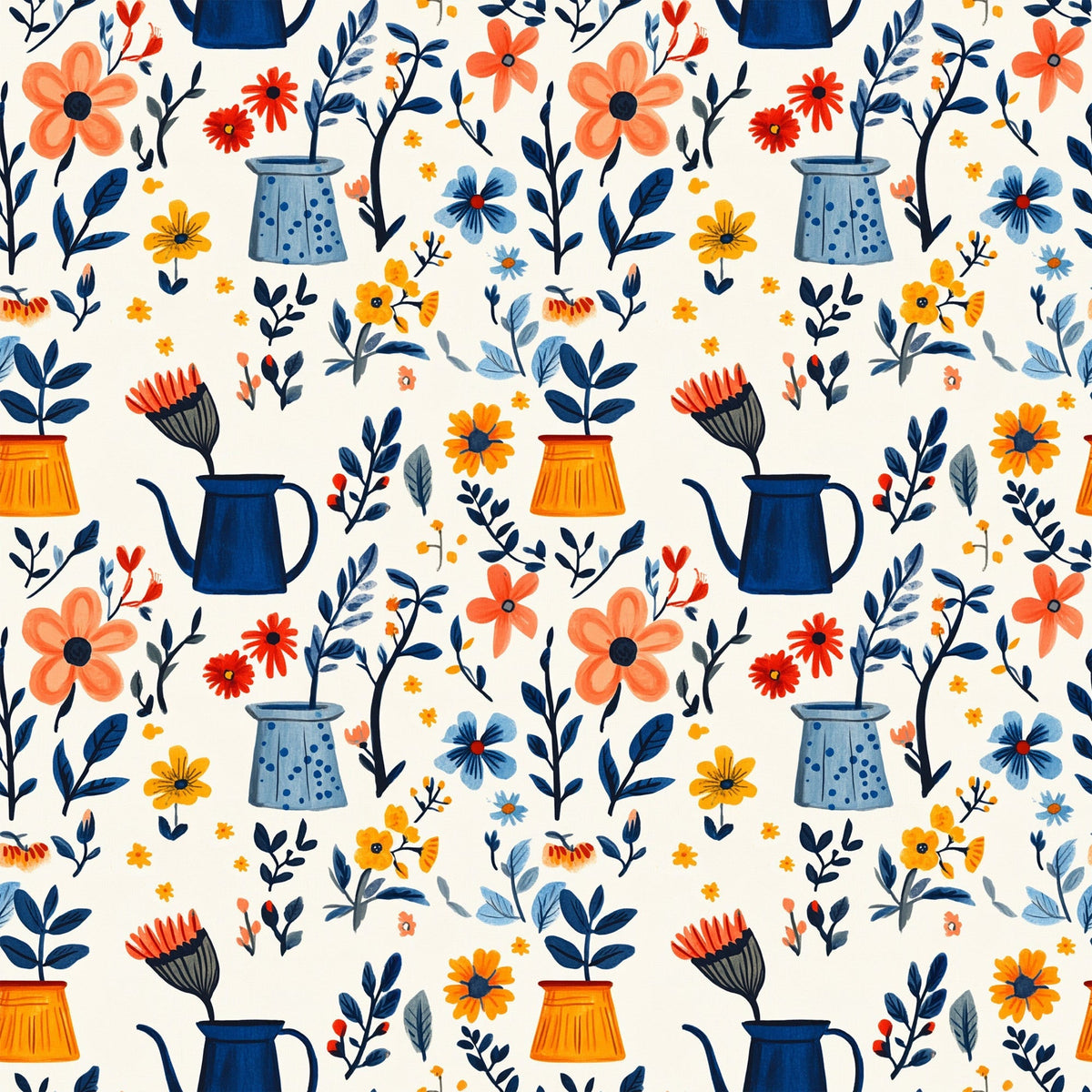 Green Thumb Blooms Pattern 5 Minky Fabric