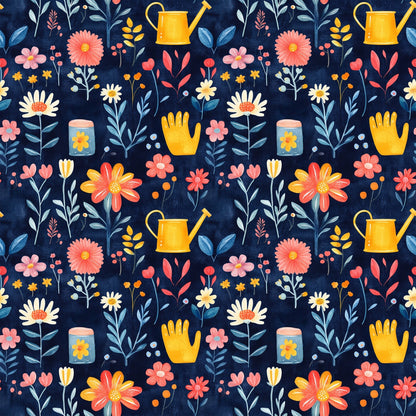 Green Thumb Blooms Pattern 9 Minky Fabric