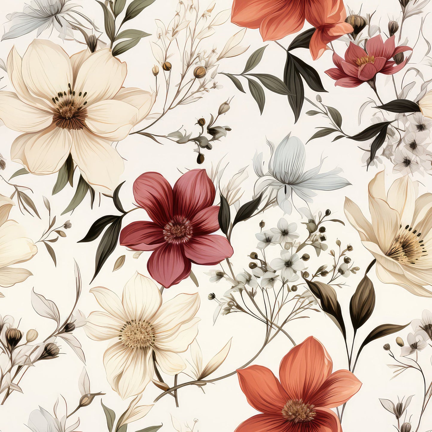 Sparse Flowers Pattern 12 Quilting Cotton Fabric