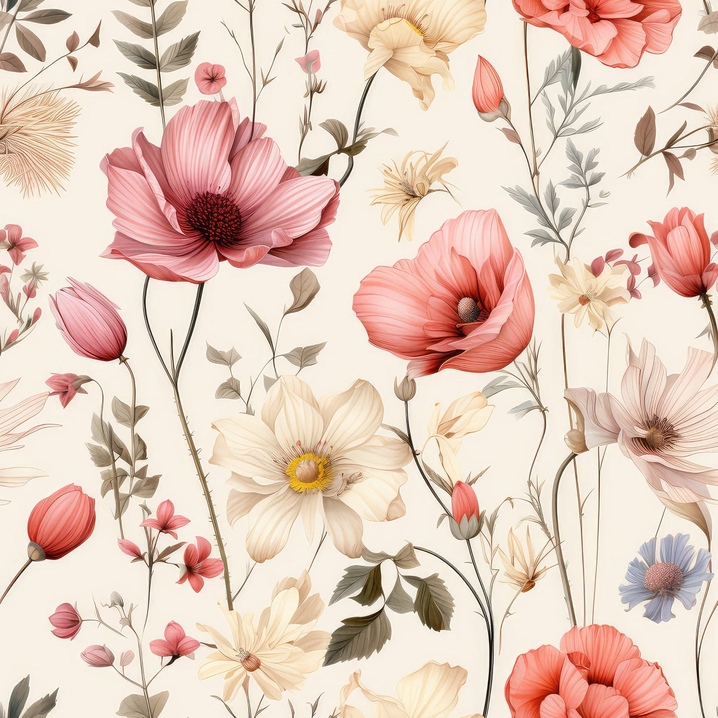 Sparse Flowers Pattern 2 Quilting Cotton Fabric