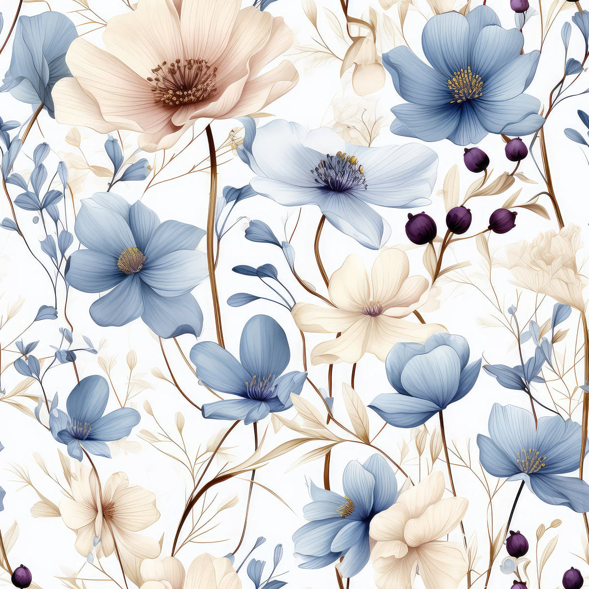 Airy Blooms Pattern 3 Minky Fabric