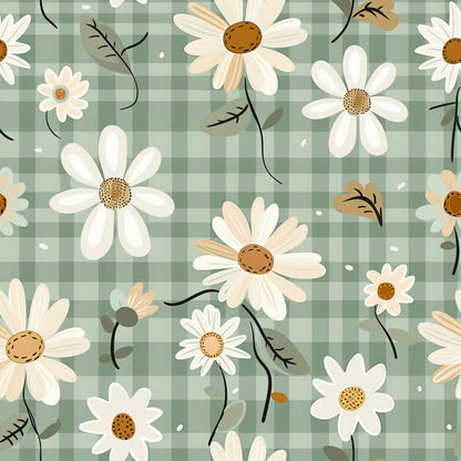 Gingham Daisies Pattern 10 Minky Fabric