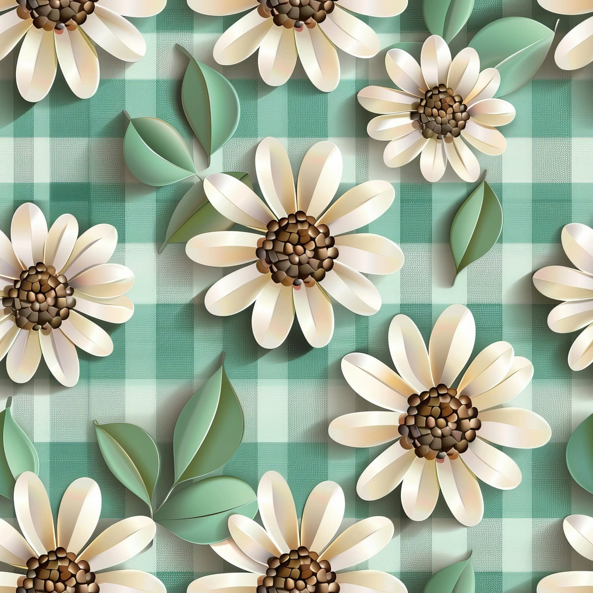 Gingham Daisies Pattern 11 Minky Fabric