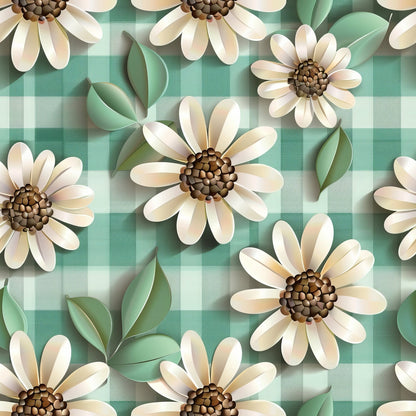 Gingham Daisies Pattern 11 Minky Fabric