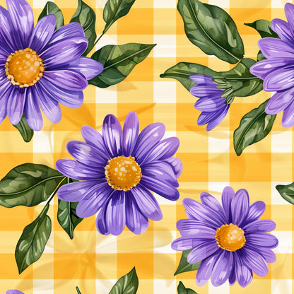 Gingham Daisies Pattern 13 Minky Fabric