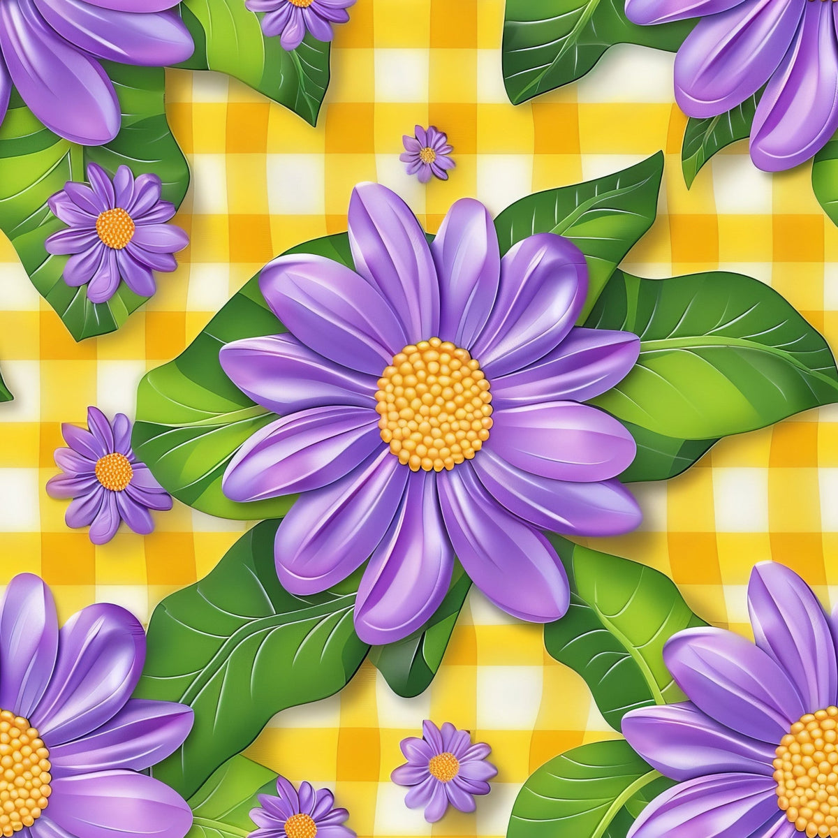 Gingham Daisies Pattern 14 Minky Fabric