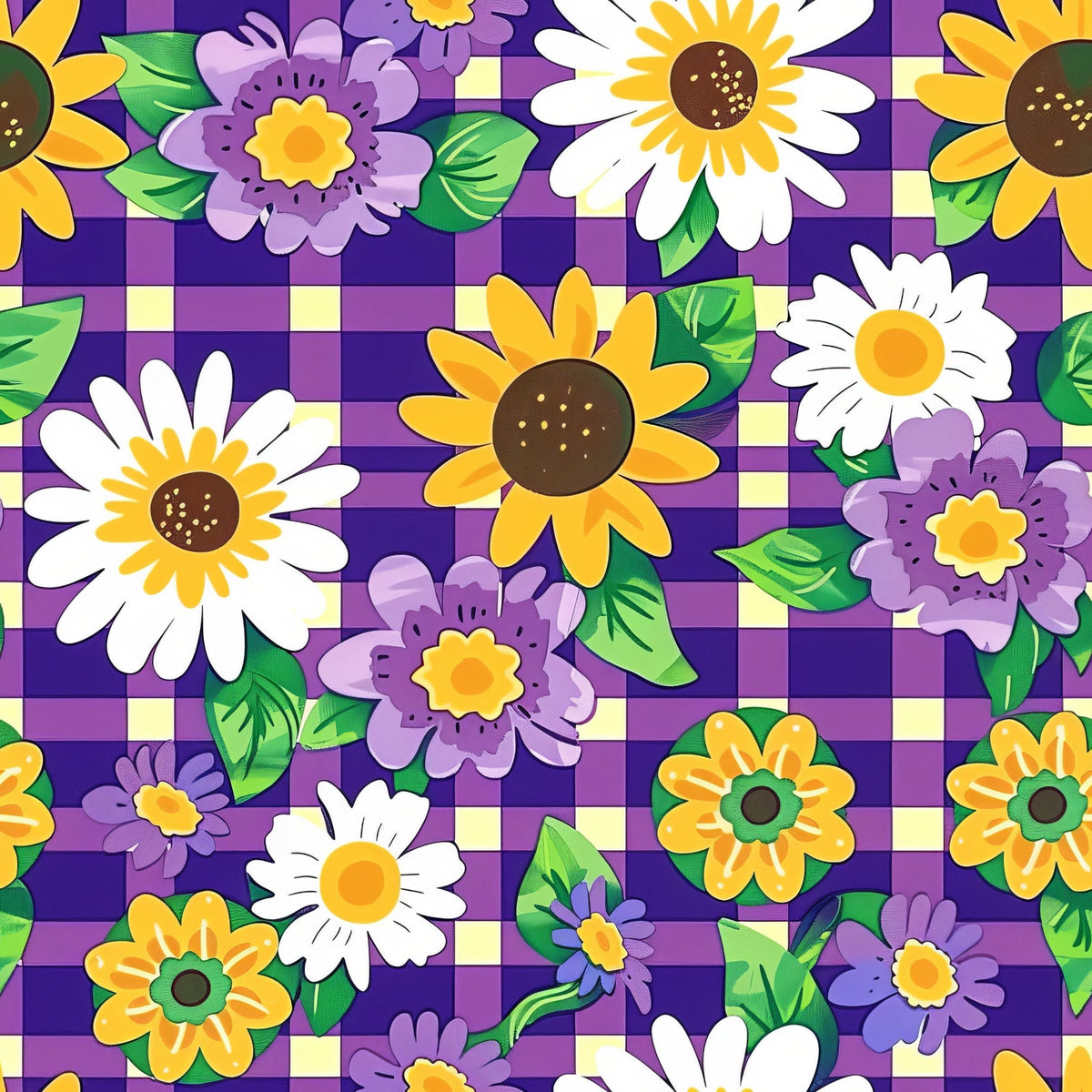 Gingham Daisies Pattern 16 Minky Fabric