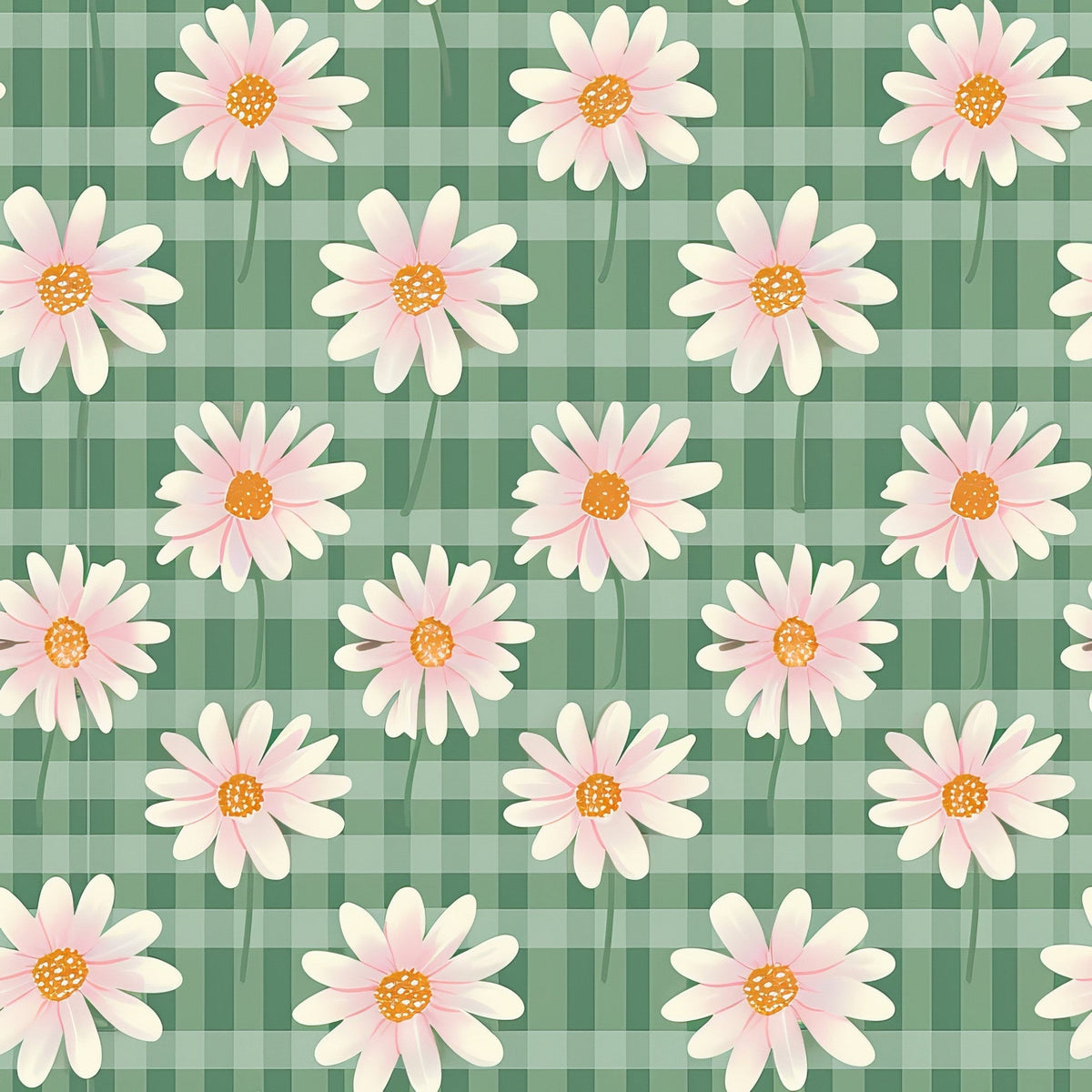 Gingham Daisies Pattern 18 Minky Fabric