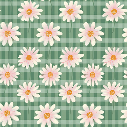 Gingham Daisies Pattern 18 Minky Fabric
