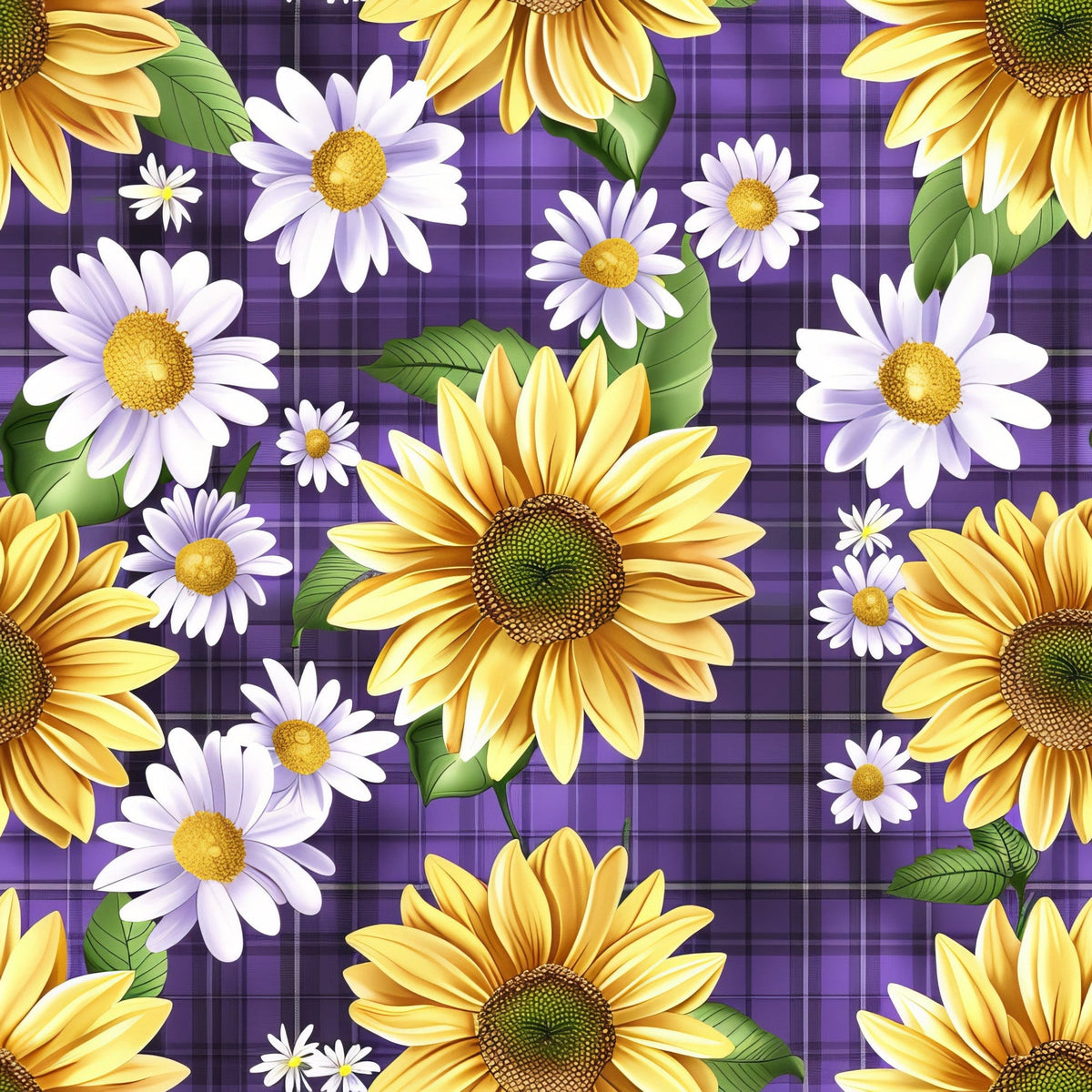 Gingham Daisies Pattern 1 Minky Fabric