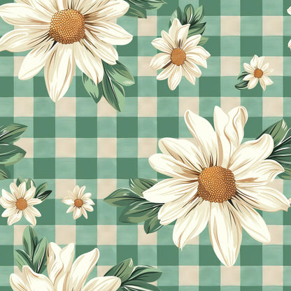 Gingham Daisies Pattern 2 Minky Fabric