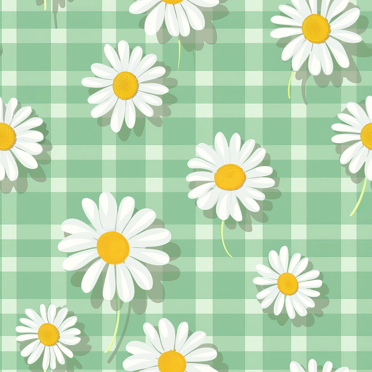 Gingham Daisies Pattern 4 Minky Fabric