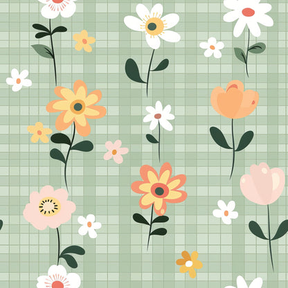 Gingham Daisies Pattern 5 Minky Fabric