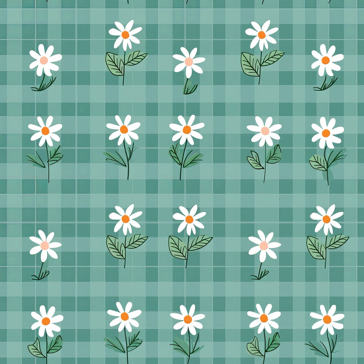 Gingham Daisies Pattern 6 Minky Fabric