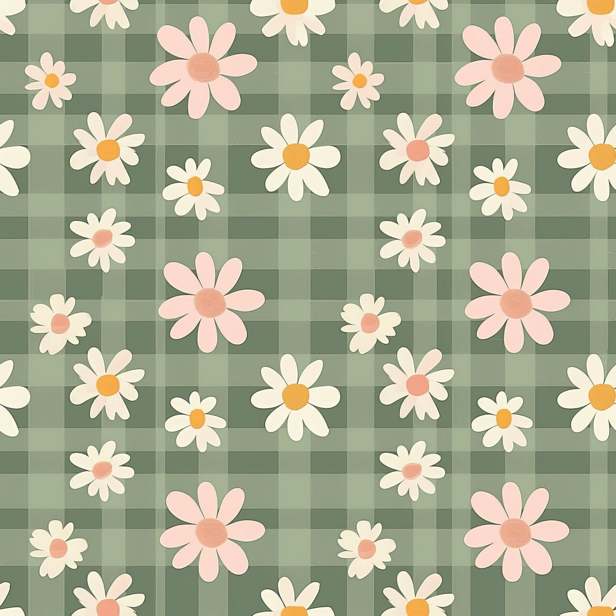 Gingham Daisies Pattern 7 Minky Fabric