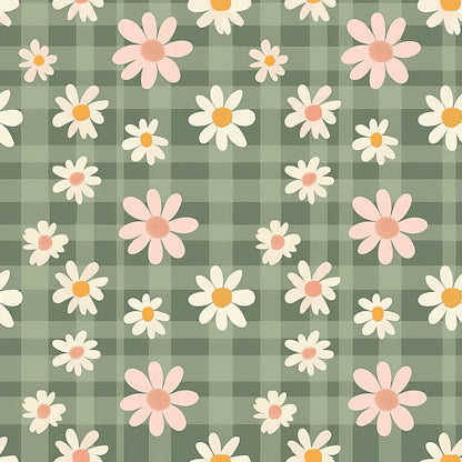 Gingham Daisies Pattern 7 Minky Fabric