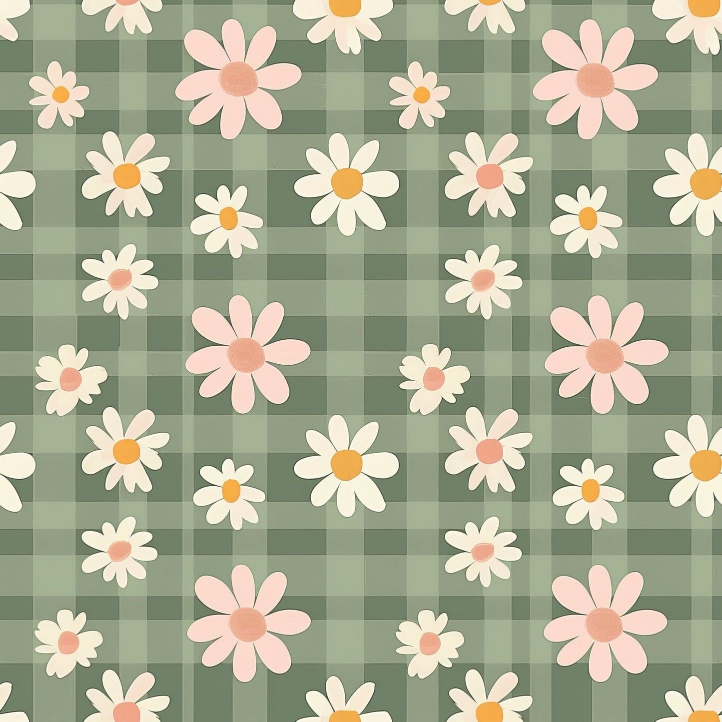 Spring Floral Plaid Pattern 7 Quilting Cotton Fabric
