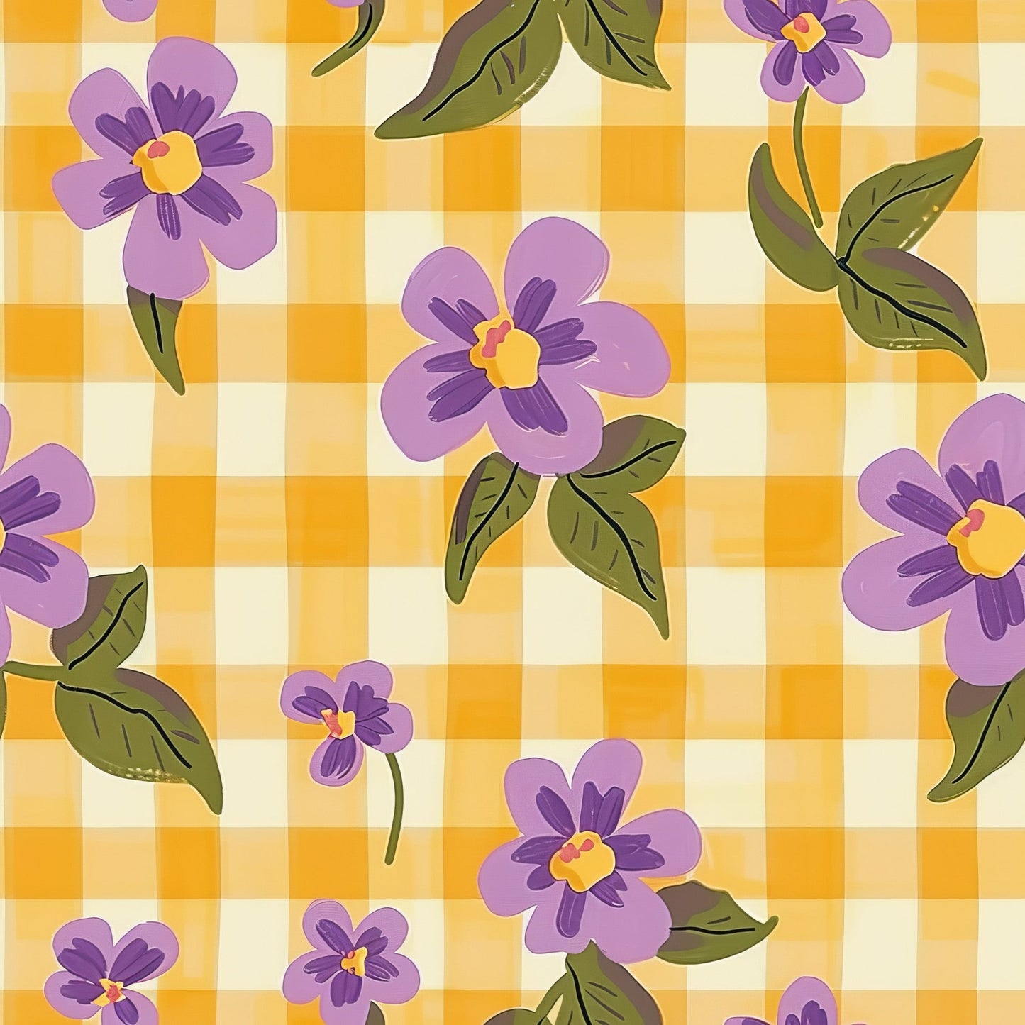 Spring Floral Plaid Pattern 8 Quilting Cotton Fabric