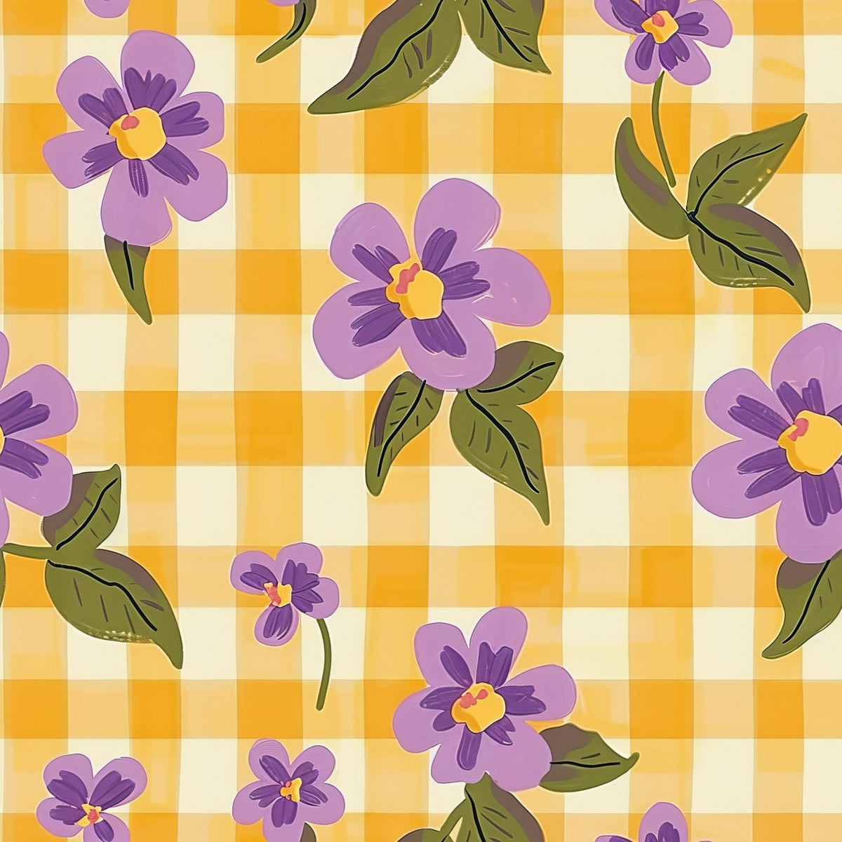 Gingham Daisies Pattern 8 Minky Fabric