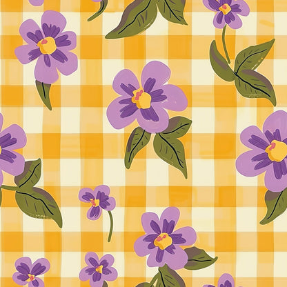 Gingham Daisies Pattern 8 Minky Fabric