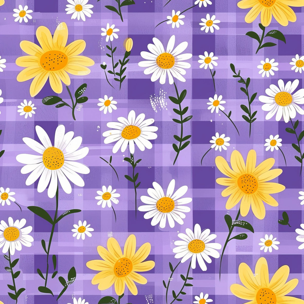 Gingham Daisies Pattern 9 Minky Fabric