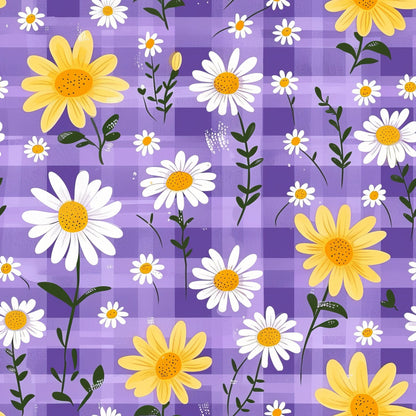 Gingham Daisies Pattern 9 Minky Fabric