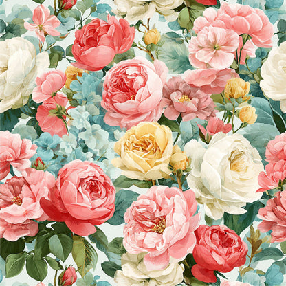Spring Flower Decor Pattern 10 Quilting Cotton Fabric
