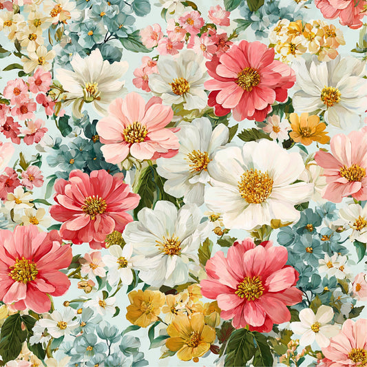 Spring Flower Decor Pattern 11 Quilting Cotton Fabric