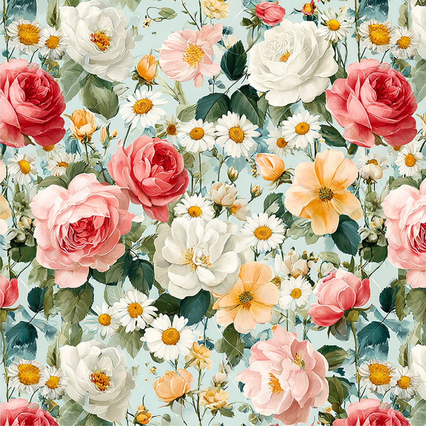 Spring Flower Decor Pattern 15 Quilting Cotton Fabric