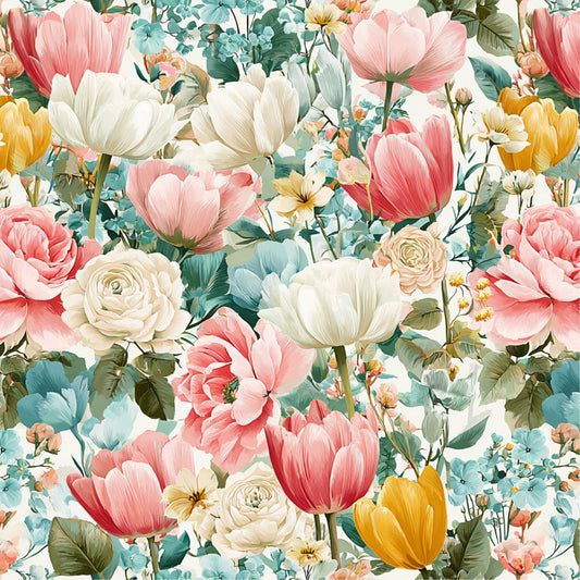 Spring Flower Decor Pattern 17 Quilting Cotton Fabric