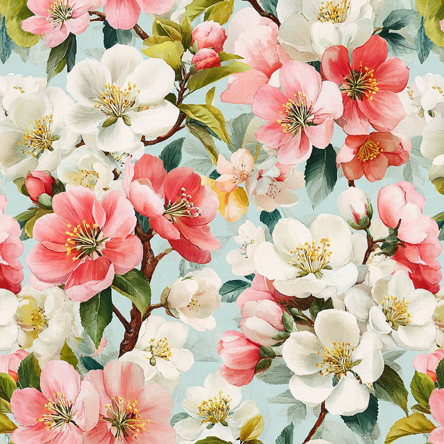 Spring Flower Decor Pattern 2 Quilting Cotton Fabric