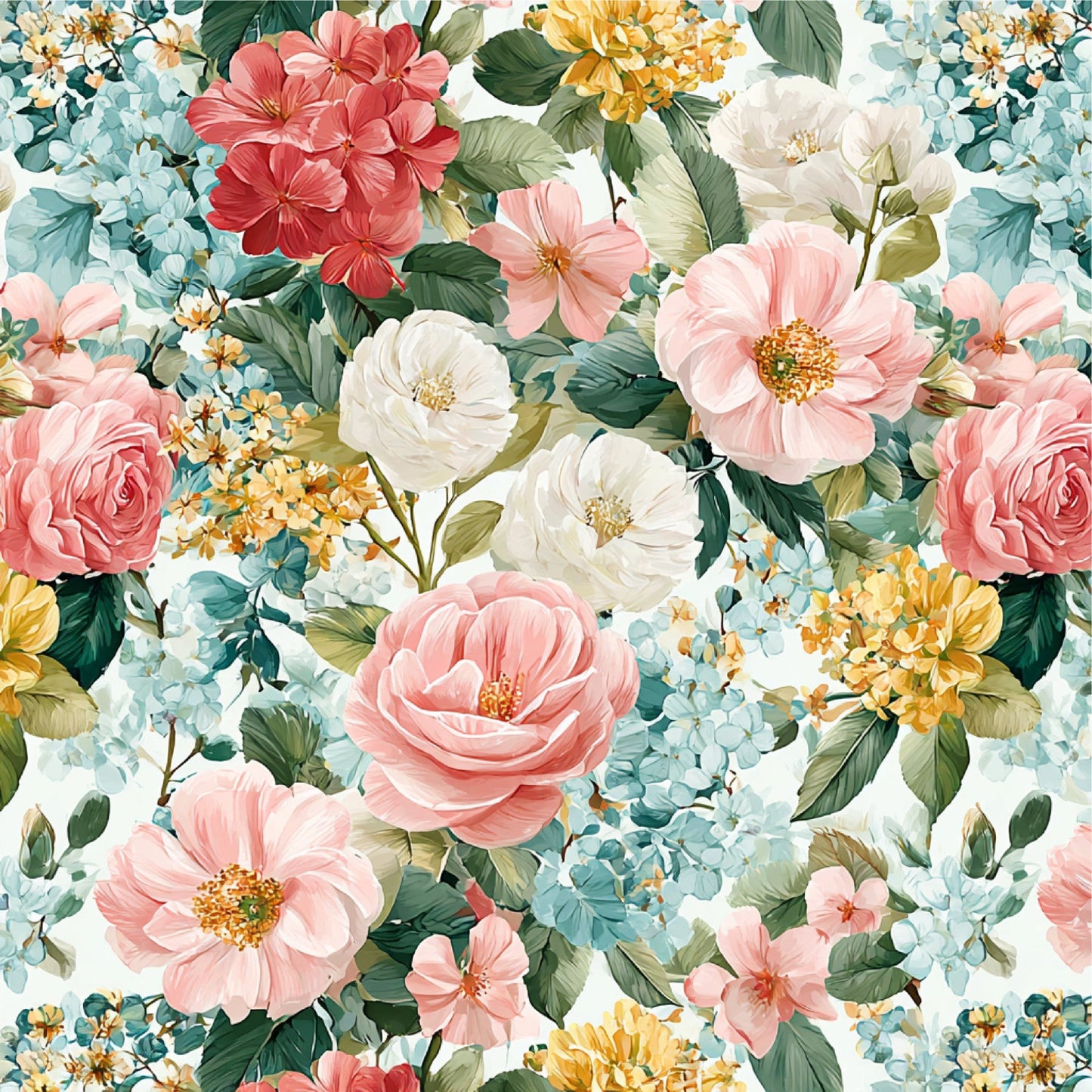 Spring Flower Decor Pattern 20 Quilting Cotton Fabric