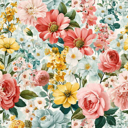 Spring Flower Decor Pattern 24 Quilting Cotton Fabric