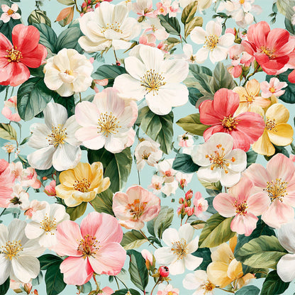 Spring Flower Decor Pattern 25 Quilting Cotton Fabric