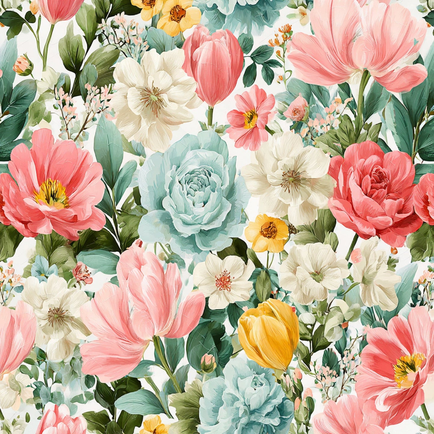 Spring Flower Decor Pattern 28 Quilting Cotton Fabric