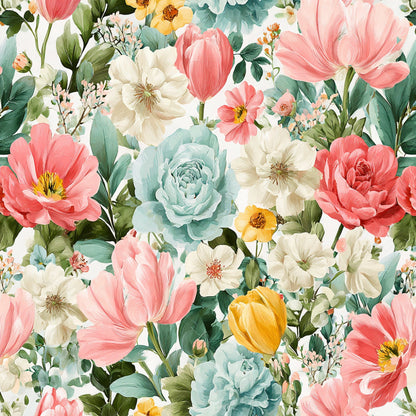 Spring Flower Decor Pattern 28 Quilting Cotton Fabric