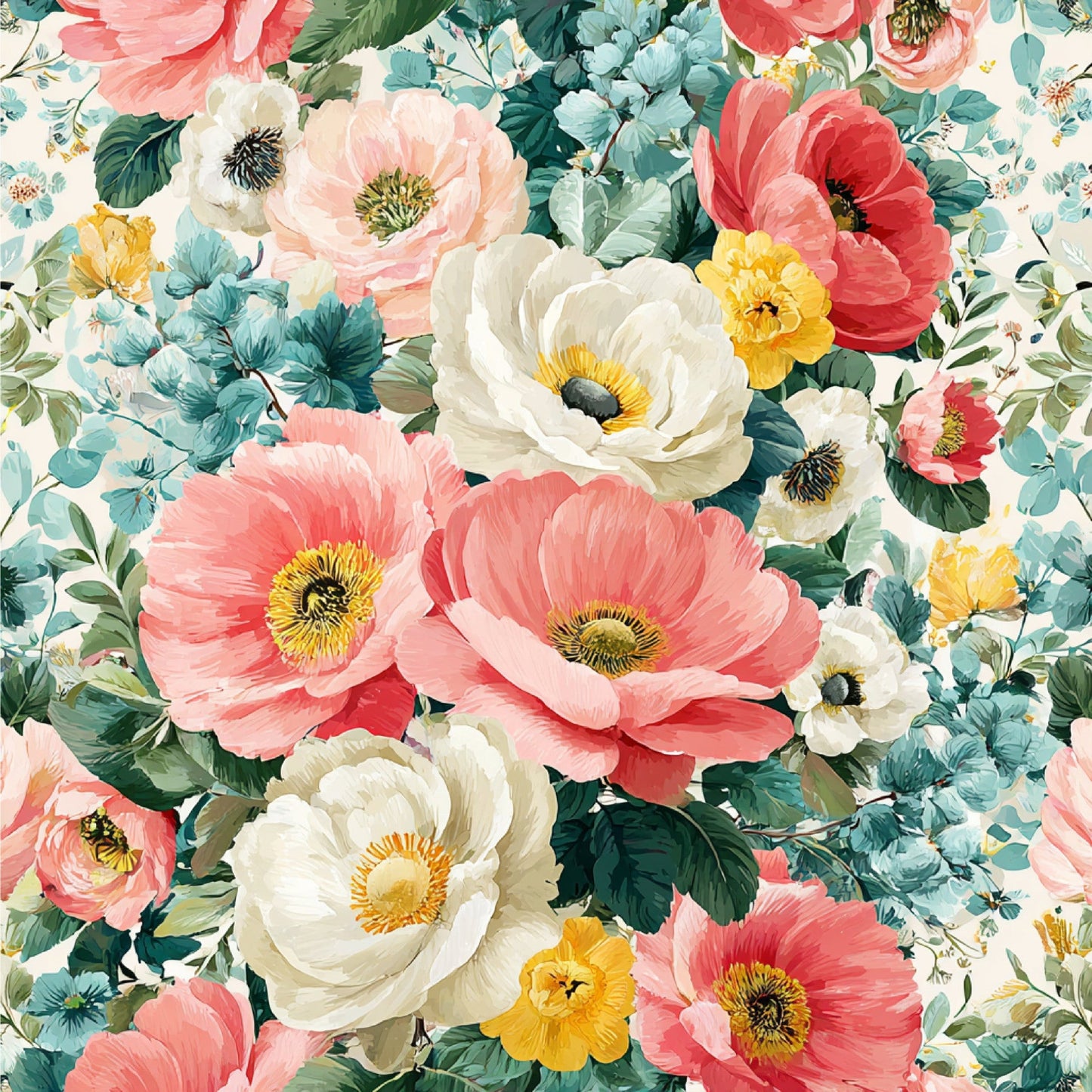 Spring Flower Decor Pattern 30 Quilting Cotton Fabric