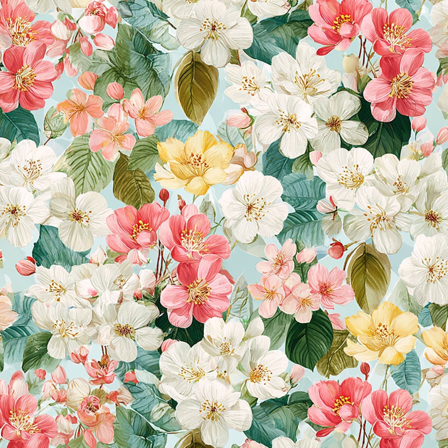 Spring Flower Decor Pattern 31 Quilting Cotton Fabric