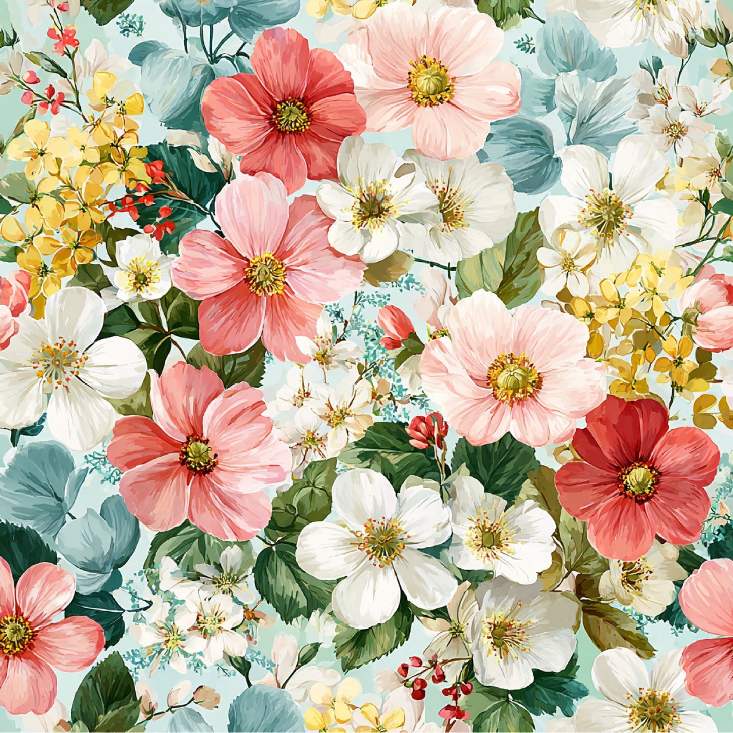 Spring Flower Decor Pattern 34 Quilting Cotton Fabric