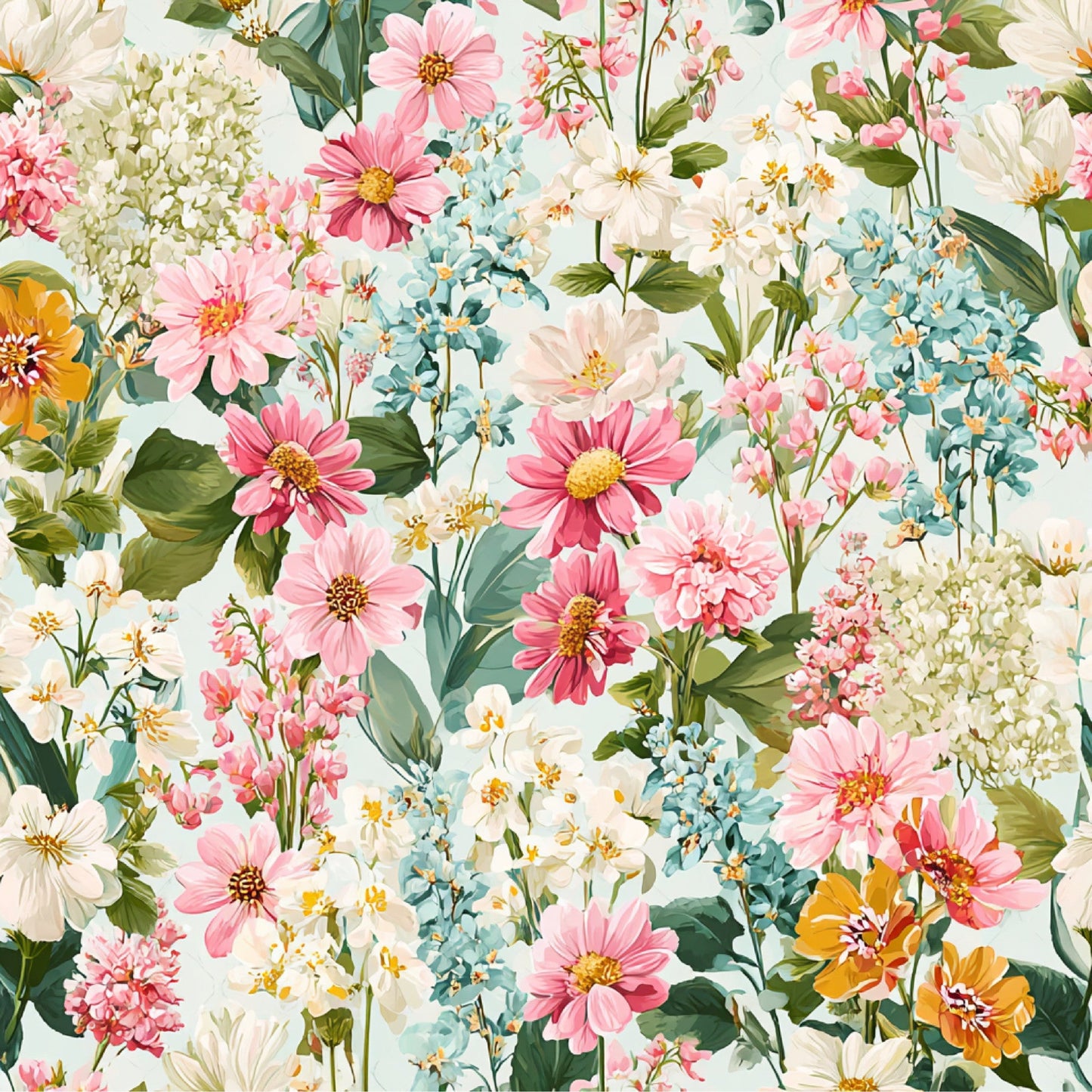 Spring Flower Decor Pattern 35 Quilting Cotton Fabric