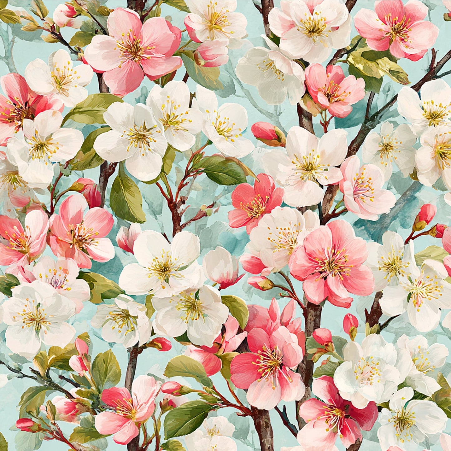 Spring Flower Decor Pattern 36 Quilting Cotton Fabric