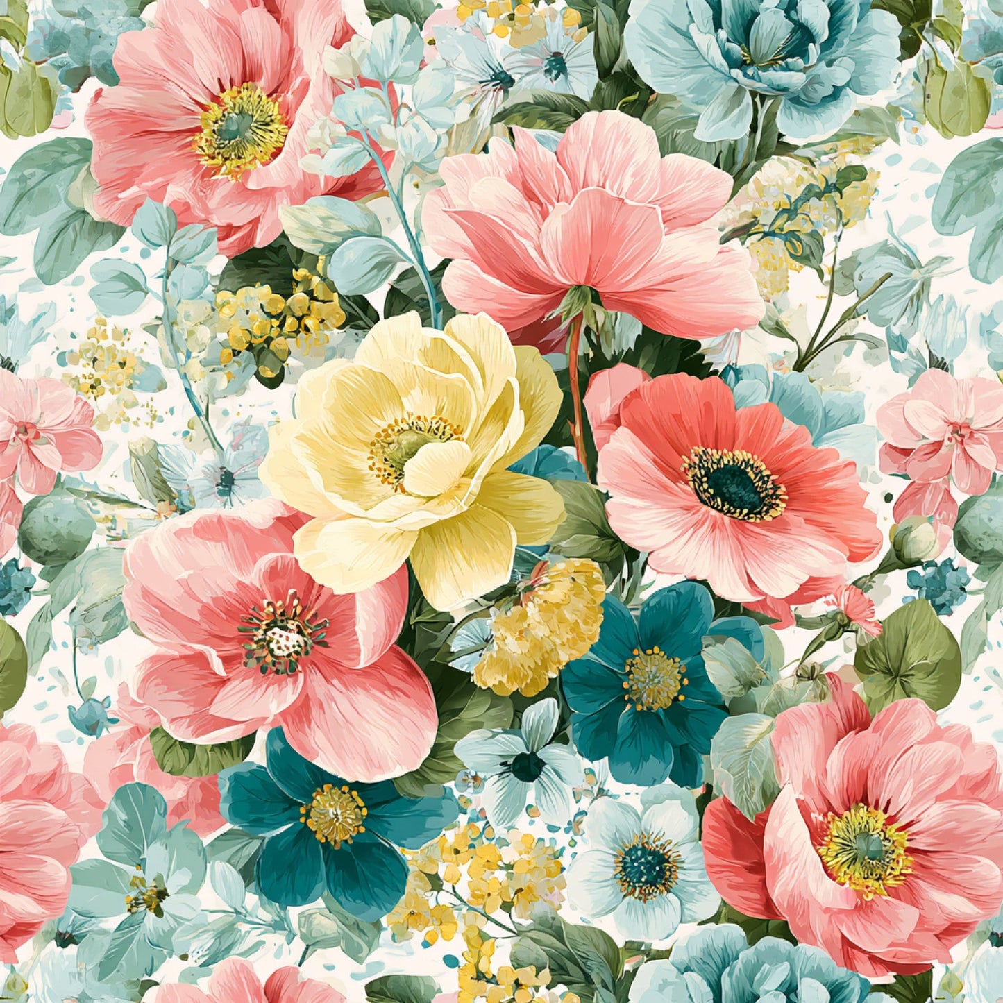 Spring Flower Decor Pattern 39 Quilting Cotton Fabric