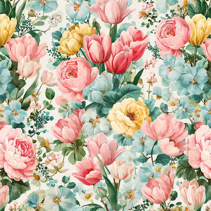 Spring Flower Decor Pattern 4 Quilting Cotton Fabric