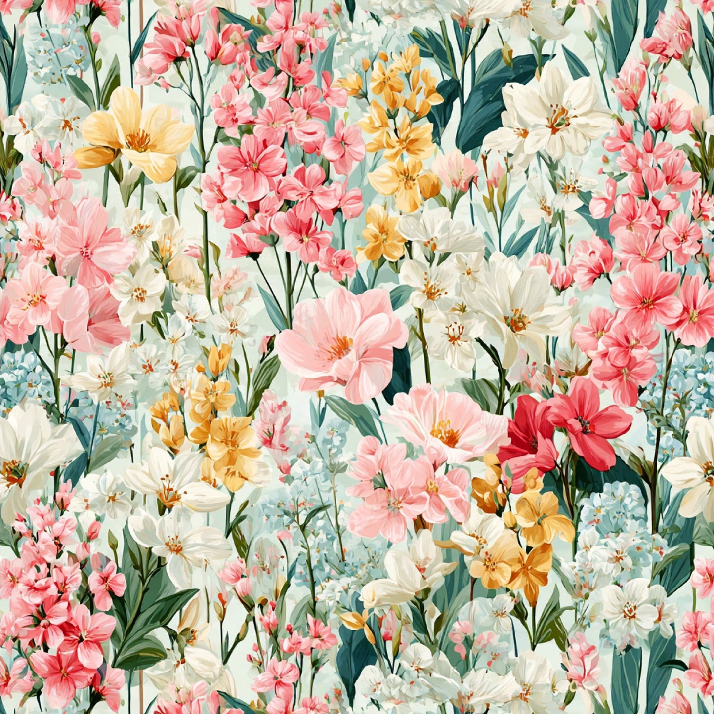 Spring Flower Decor Pattern 7 Quilting Cotton Fabric