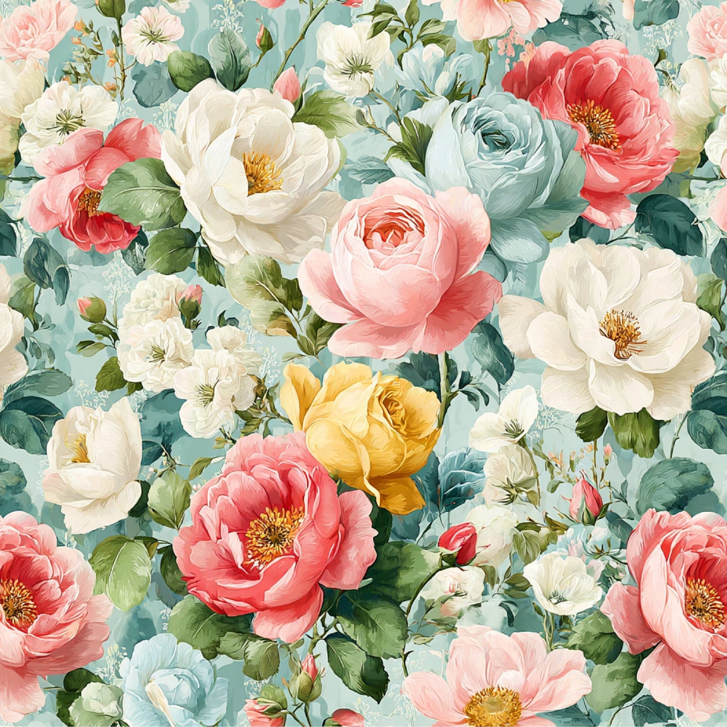Spring Flower Decor Pattern 8 Quilting Cotton Fabric
