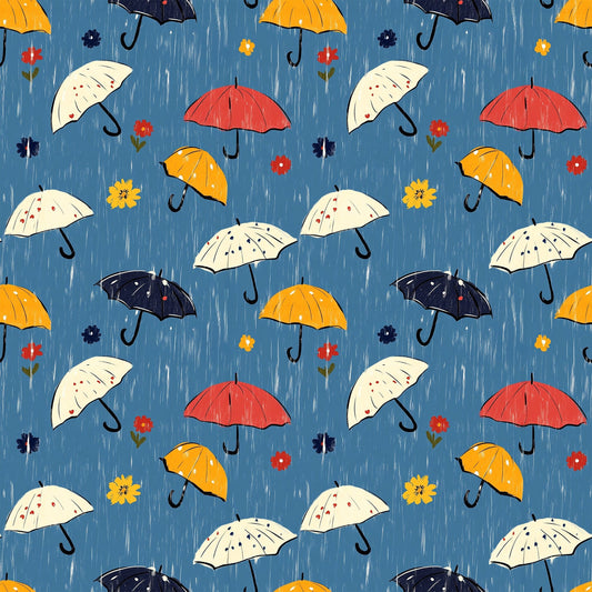 Spring Rain Umbrellas Pattern 1 Quilting Cotton Fabric