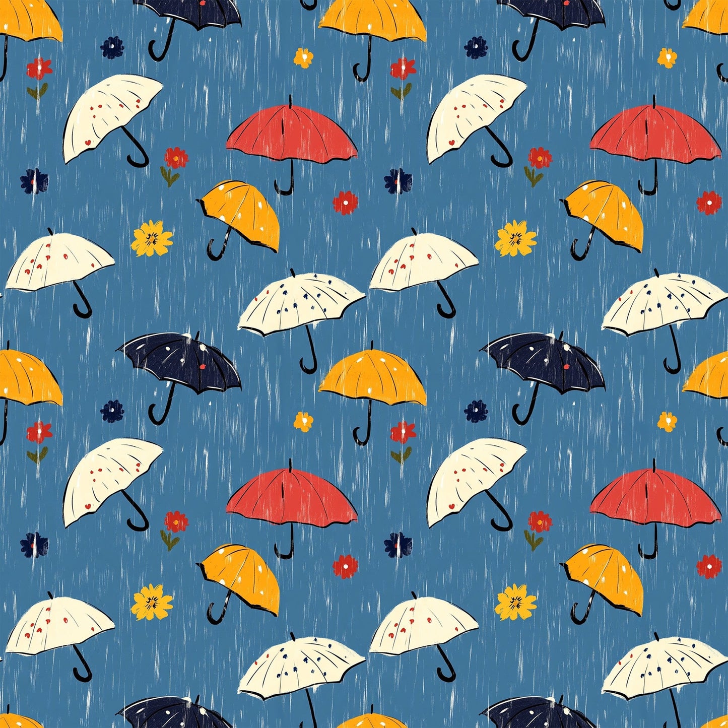 Spring Rain Umbrellas Pattern 1 Quilting Cotton Fabric