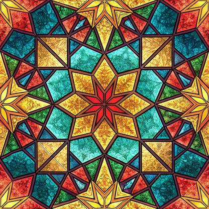 Stained Mosaic Glass Pattern 1 Quilting Cotton Fabric